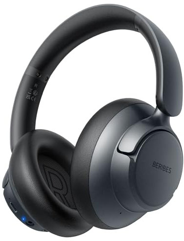 BERIBES Upgraded Hybrid Active Noise Cancelling Headphones with Transparent Modes,65H Playtime Wireless Bluetooth with Mic, Deep Bass,3.5MM Cable,Soft-Earpads,Fast Charging-Black