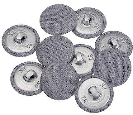sourcing map 10 Stück 20 mm Knöpfe Grau mit Stoffüberzug, Vintage Stoffknöpfe Bezogen Nähknöpfe Runde Retro Bastelknöpfe Metallschaft für Mantel Strickjacke Anzüge Kleider Blusen