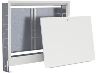 Keller Verteilerschrank Unterputz Verteilerkasten für Fußbodenheizung 4 Schaltkreise Kreise | Platz für Elektroleisten | 480 x 575-665 x 110-175 | 4 - Heizkreise
