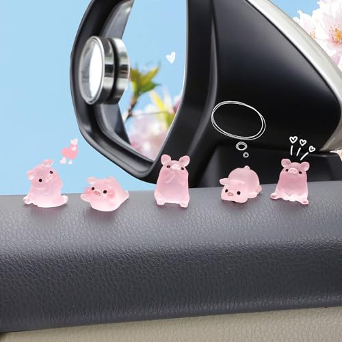 CARFIB Décoration de tableau de bord de voiture, cochon rose, mignon, girly, accessoires de rétroviseur, accessoires pour bureau, maison, bureau, cadeaux amusants pour femme
