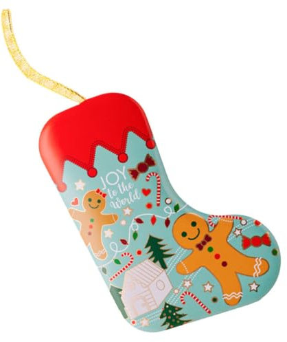 Zerodeko Weihnachtsplätzchendosen Aus Weißblech Weihnachts-Lebkuchenmann-Süßigkeitenschachtel Keksdose In Strumpfform Geschenkbox Für Schokoladen-Partygeschenke