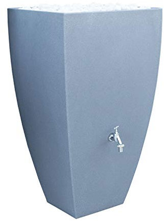 Regentonne grau Regenwassertank Modena 200 Liter aus UV- und witterungsbeständigem Material. Regenfass BZW Regenwassertonne mit im Deckel integriertem Regenwasserfilter für sauberes Wasser