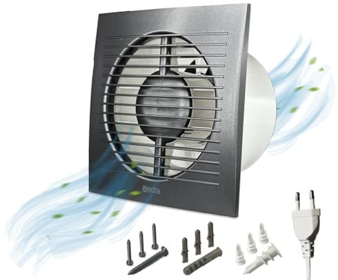 H&C VENT Anthracite 6 inch 150mm Extractor Fan with Timer│ Inline Exhaust Fan │For Kitchen Bathroom Shower Toilet Wall Ceiling Window Kit │ Silent Humidityt centrifugal fume fan │