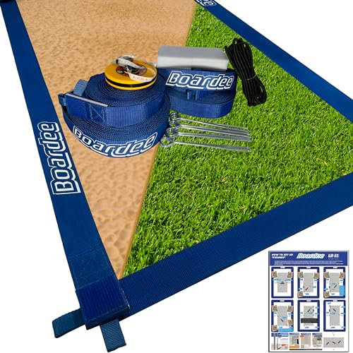 Boardee Professionelle Beachvolleyball-Spielfeldlinien – verstellbar (66,3 x 52,6 m oder 29,5 x 59,05 m) – 5,1 cm breite, langlebige Sandbegrenzungslinien mit doppeltem Klettverschluss-System –