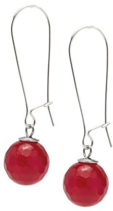 Boucles d'Oreilles en Perles de Pierres Précieuses pour Femmes, Faites Main avec Perles Naturelles de 12mm, sur Crochets Longs en Argent