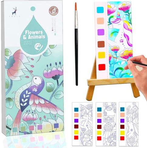 Moguri Aquarellfarben-Sets für Kinder, Taschen Aquarell Malbuch, Aquarell-Malbücher für Kinder im Alter von 4–8 Jahren, sauberes Ausmalen für Kleinkinder Handwerksgeschenke