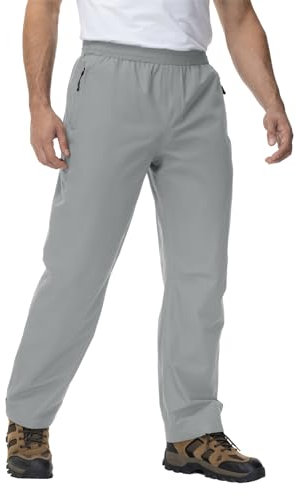 donhobo Outdoor Hosen für Herren Regenhose Wasserdicht Fahrradhose Reflektoren Fahrrad Trekkinghose Mesh Atmungsaktiv Wanderhose, Hellgrau, XL