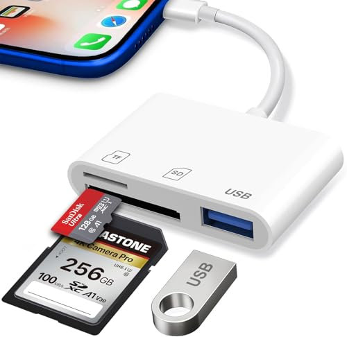 SD Kartenleser für iPhone iPad,3 in 1 SD Kartenleser iPhone für Micro SD/SD/USB OTG Adapter,SD Card Reader iPhone,Kartenleser iPhone,Speicherkarte Kamera Adapter,Speicherkartenadapter,Kartenlesegerät