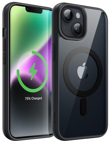 JETech Magnetic Case for iPhone 14 6.1-Inch Compatible with MagSafe, Shockproof Phone Bumper Cover, Solid Color Matte TPU Frame, Anti-Scratch Clear Back (Midnight)