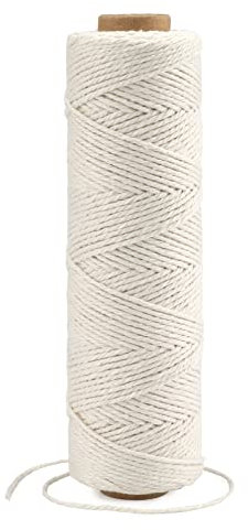 KINGLAKE 1mm Kordel Beige,100M Baumwollschnur,Makramee Garn,Baumwollgarn Dünn,String Für Backen,Kochen in der Küche,DIY Basteln,Weihnachtsgeschen Kverpackung,Deko