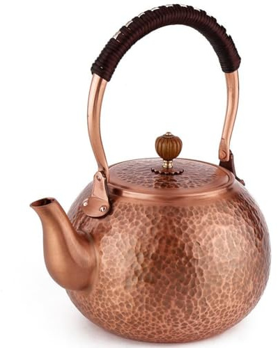 Tsffae Handmade Solid Copper Tea Pot Kettle Stovetop Teapot Thick Hammered Copper Tea Pot Kettle Pure Copper Kettle Stovetop Teapot