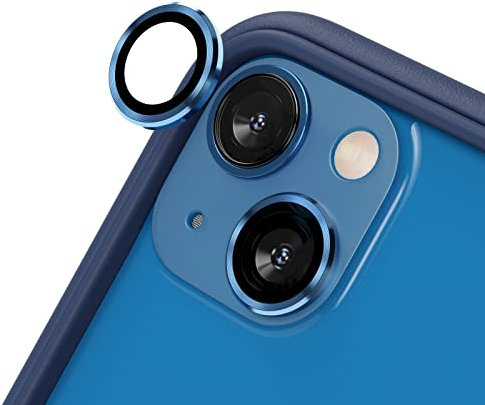 RhinoShield Protection d'objectif en verre trempé 9H compatible avec [iPhone 13 mini / 13] | Résistance aux chocs et aux rayures, haute clarté, protection anti-éclats, techn anti-buée - Bleu