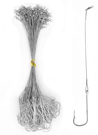 FOLANDO 100PCS Circle Hook Rigs, Fishing Hooks Set Steel Leader Wire with Swivels Octopus Offset Hooks for Catfish Bass Catfish