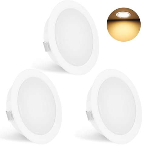 YindaLux Set di 3 Faretti LED da Incasso per Cartongesso 230V 3W 3000K Caldo, 15mm Ultra Piatti Faretti da Incasso 300LM Apertura Soffitto 55-58mm, IP44 Faretti LED Soffitto Incasso, Bianco