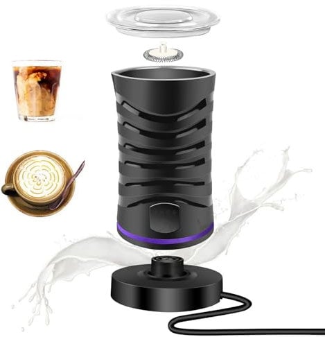 Milchaufschäumer Elektrisch, 4 in 1 Milchaufschäumer Aufschäumer Schneebesen Elektrisch, Automatischer Heiß und Milchwärmer für Latte, Cappuccino, Macchiato, 600ML Große Kapazität