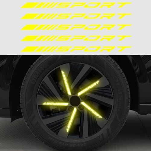 20PCS Universale striscia adesiva riflettente cerchio, auto moto bicicletta ruota notte adesivo riflettente (giallo)