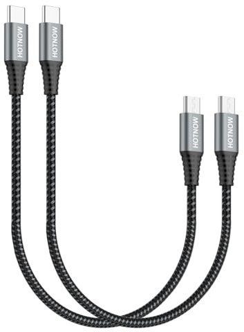 HOTNOW Corto USB C a Micro USB OTG Cavo, USB-C a Micro USB Cavo di ricarica Supporto di carica e sincronizzazione dei dati (2, Nero, 30cm)