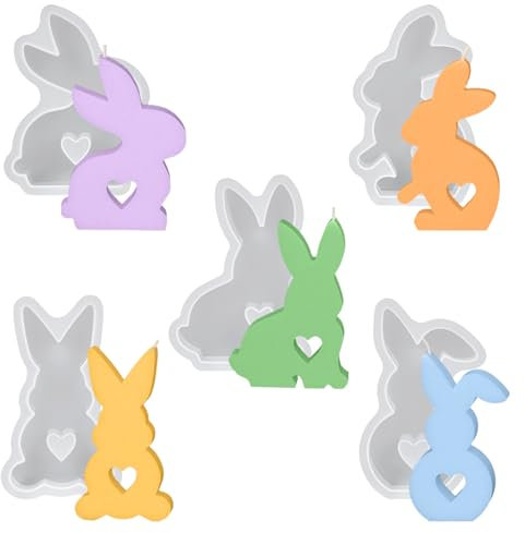 5 Stück Silikonformen Gießformen Ostern, Kerzenformen, DIY Osterhase Dekoration für Halle Schlafzimmer Party