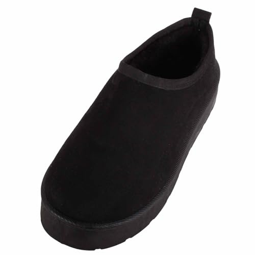 ABSOLUTE FOOTWEAR Womens Easy Slip On Wide Fit Ankle Shoe with Chunky Sole - Black - UK 6 / EU 39