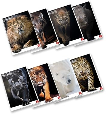 Pigna, Maxi Animal Notebook, A4 21x29,7 cm, 80 Seiten + Rand, 80 g/m² Papier, 5M innen, 5 mm quadratisch, Assorted Covers, 10 Stück.
