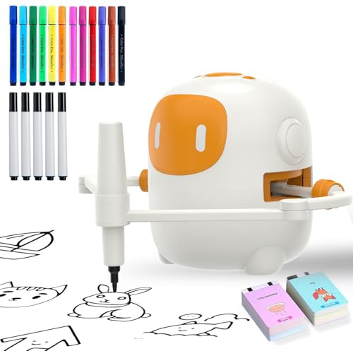 SHENSE Drawing Robot Zeichenroboter für Kinder mit 150 Karten Interaction | Wiederaufladbarer Drawing Robot mit 150 Übungskarten und 17 Malstiften, Lernspielzeug für Kinder ab 3+ Jahren