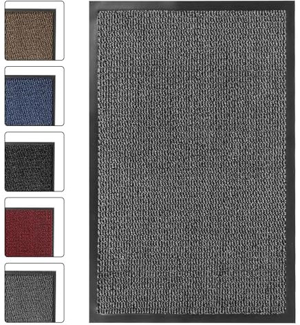 SG Traders Washable Door Mats - Non-Slip Rubber Backed Doormats Indoor & Outdoor - Highly Absorbent Door Mats, Floor Mat, Kitchen Mat, Perfect Dust Grabbing Doormats Dirt Trapper (80x120cm - Grey)