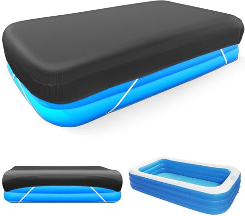 Cubierta de piscina inflable rectangular de 10 pies x 6 pies, cubierta solar inflable de 10 pies, cubierta rectangular de 10 pies de 120 x 72 x 22 pulgadas, duradera, resistente al polvo, a la lluvia