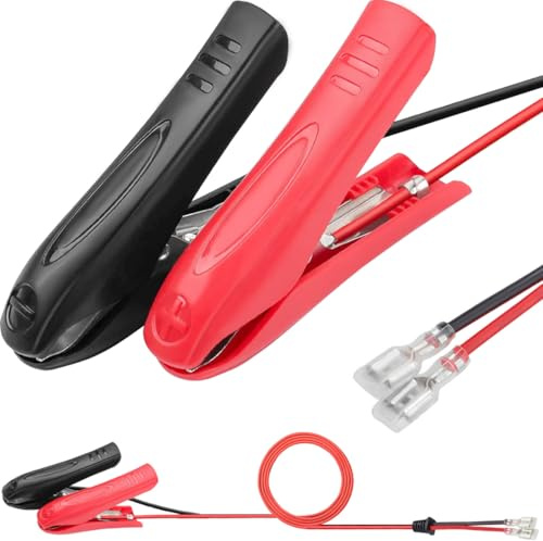 DAOKAI Car Battery Alligator Clips 12V 24V with Quick Splice Crimp Lock Terminal Extension Cable 1.8m 18AWG for Connect the battery regulator to the car