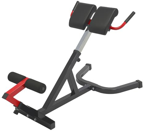 Hyperextension Rückentrainer mit Beinfixierung & Haltegriffen, Verstellbare Rückenstrecker Gerät Stahl Trainingsbank für Rücken, Bauch, Gesäß & Oberschenkel, 200 kg Belastbarkeit