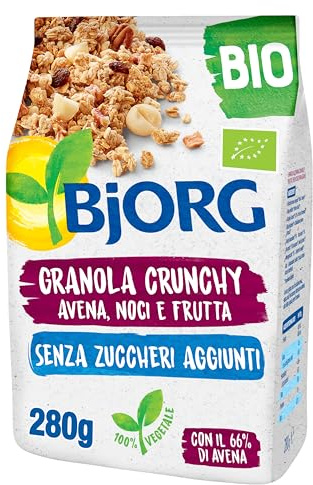 BJOR Granola Fruits and Nuts 280g | Croccante, Biologica, Cereali da colazione, senza zuccheri aggiunti, ricchi di fibre, senza olio di palma, vegan
