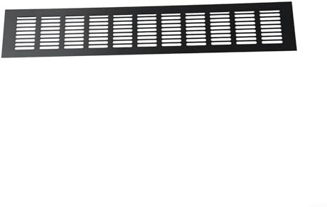 Rejilla de ventilación rectangular de aleación de aluminio para armario, cocina, baño, extractor, ventilador, varios tamaños, negro (80 x 450 mm)