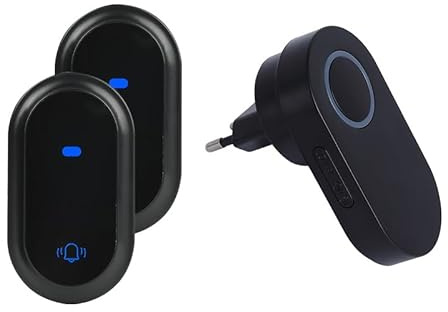 Anluomafuy Campanello Senza Fili, Esterno Impermeabile IP68, Campanello Wireless con Raggio d’Azione 180M, 4 Volumi, 38 Suonerie, Plug in Campanello Wireless (2 Trasmettitore e 1 Ricevitori)