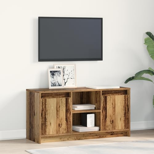 ZQQLVOO Mueble de TV con luces LED – aspecto de madera antigua, soporte para tv lowboard tv estantería TV mesa 100 x 34 x 50 cm de madera