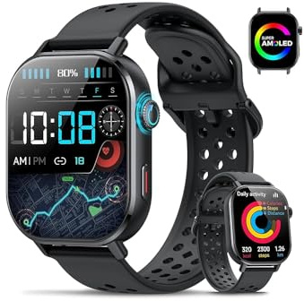Donerton Smartwatch, 5.0 cm HD Smartwatch für Herren Damen (Annehmen/Tätigen von Anrufen), Fitnessuhr mit Herzfrequenz/Schlaf/IP68 Wasserdicht/120+ Sportmode