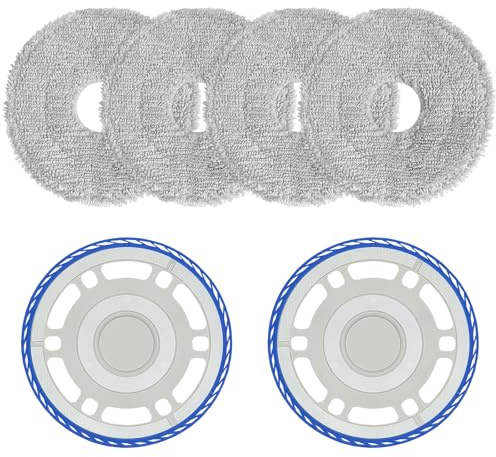 4 Wischtücher mit 2 Ersatzhalterung Zubehör für Ecovacs Deebot T30 Pro Omni | Roboter Staubsauger Ersatzteile für T30s/ T30s Pro/ N30 Pro/ N30 Omni/ N30 Pro Omni/ Yeedi M12 Pro+