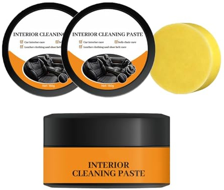 Auto Innenraum Reinigungscreme, 160 g Multifunktionale Pflegepaste für Sitze, Auto Zubehör Innenraum, Reinigt, pflegt & schützt Lederoberflächen, Für Mittelkonsole, Türrahmen, Lüftung & Möbel (2 Stk)