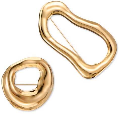 2pcs Damen Brosche Elegant Unregelmäßige, Edelstahl Brosche Gold Groß | für Kleidung, Brosche Damen für Hochzeiten und Besondere Anlässe