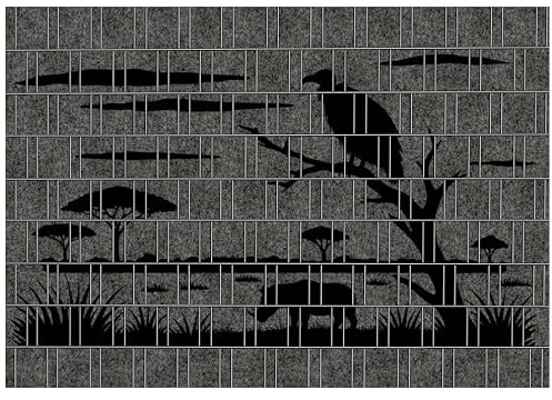 PerfectHD Zaunsichtschutz - Florenz Afrika - Motiv: Geier - Sichtschutz für den Garten - 2,50 x 1,80 x 0,19 m - 9 Streifen