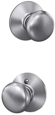 Schlage F10 PLY 626 Plymouth Door Knob, Hall & Closet Passage Lock, Satin Chrome