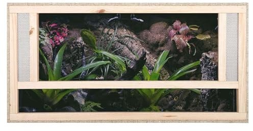 REPITERRA Terrarium für Reptilien & Amphibien, Holzterrarium mit Frontbelüftung 100x40x40cm