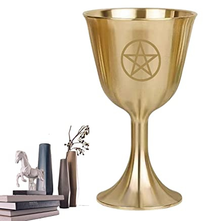 Vigcebit 80x50x37 mm Ritual Cup, Altar Kelch, Altar Tasse Kelch Becher, Pentagramm Mond Anbetung Tasse Wein Kelch, Heiligen Tasse Für Buddhistische Altar Liefert Goldene, Pentagramm