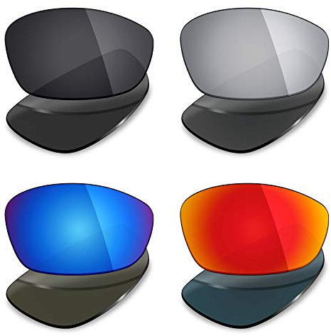 Mryok 4 Pair Polarized Replacement Lenses for Oakley Blender Sunglass - Stealth Black/Fire Red/Ice Blue/Silver Titanium