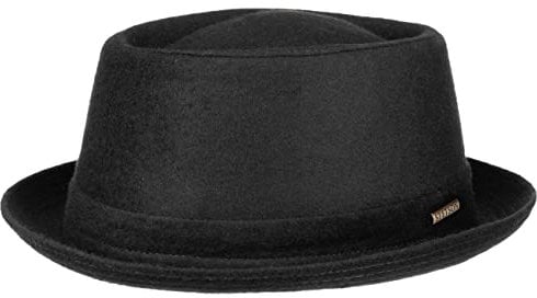 Stetson Wool Pork Pie Hut Herren/Damen - Porkpie Filzhut - Made in Italy - Fedora mit Schurwolle und Baumwollfutter - Fedora mit Krempe - Winterhut Herbst/Winter schwarz 56 cm