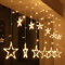 LED Curtain String Lights - Star Lights Battery Operated 2.5m Fairy String Lights with 12 Stars 138pcs Led,8 Modes Window Curtain Lights for Christmas/Wedding/Party (Battery Operated)