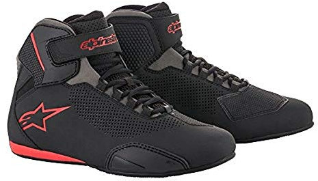 Alpinestars 2515618131115 Sektor Motorradschuh für Herren mit Belüftungsöffnungen, Schwarz/Grau/Rot, Größe 45