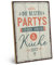 ARTFAVES® Wandbild Holzschild mit Spruch - DIE BESTEN PARTYS FINDEN IMMER IN DER KÜCHE STATT - Türschild Retro Vintage Deko Bild Geschenk - Zuhause, witzige Sprüche