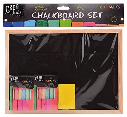 Johntoy 28166 Crea Kids Kreidetafel 29x21cm mit Zubehör, Schwarz
