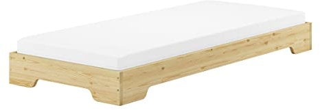 Erst-Holz Extra niedriges stabiles Teenagerbett in kompakter Form 80x190 Massivholz Kiefer V-60.41-08-190, Ausstattung:Rollrost und Matratze inkl.