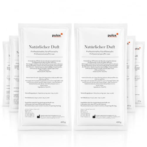 Pulox Paraffin Wachs 6x 450 g für Therapie & Kosmetik | Mit neutralem Duft, ideal für Paraffinbäder sowie Anwendungen zur Hautpflege, Wärmebehandlung und Wellness