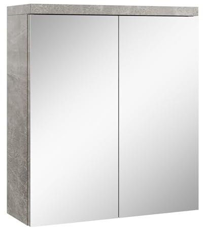 Badezimmer Spiegelschrank Toledo 60cm Beton grau – Stauraum Unterschrank Möbel Zwei Türen Badschrank